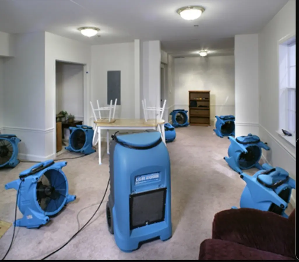 Air movers and dehumidifier setup for Water Damage Restoration in Chillicothe